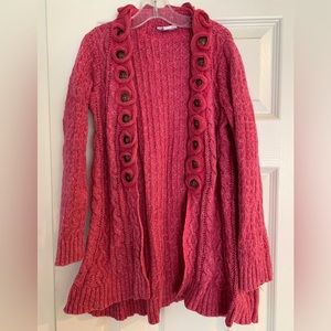 Naartjie girls XL 7  years Pink Cotton Mix Knit Cabled Long Cardigan Sweater Top